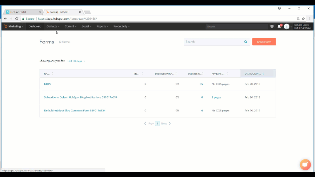 Connecting NetLine Portal to Hubspot forms