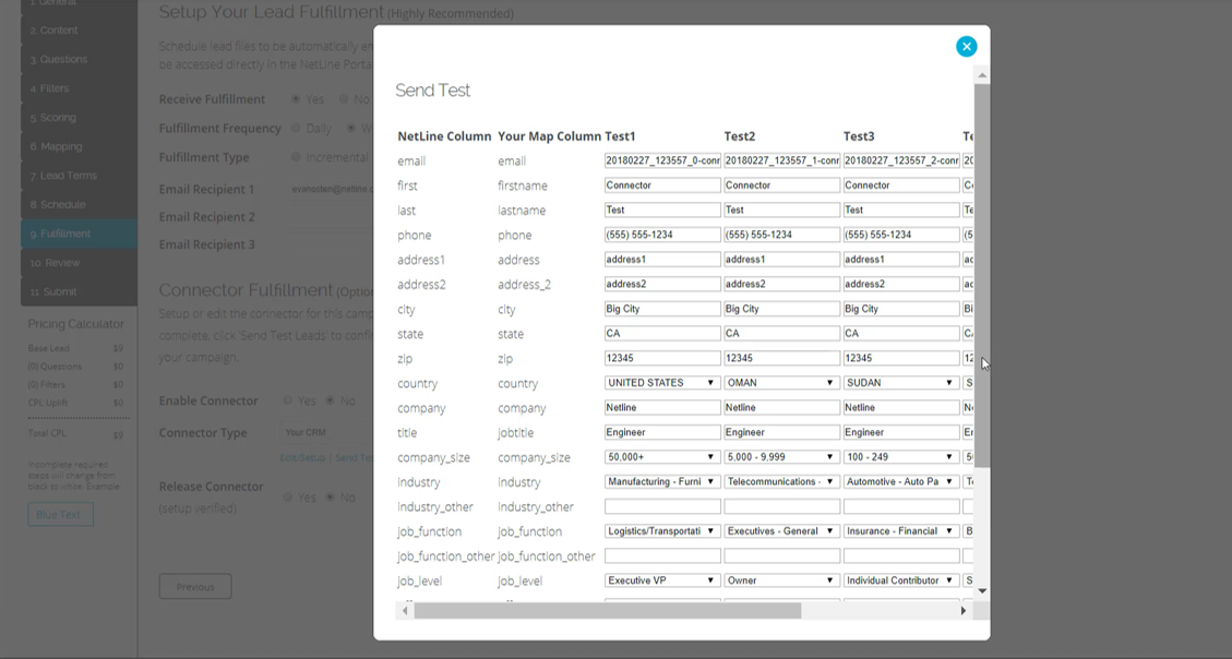 How to send test connections Hubspot