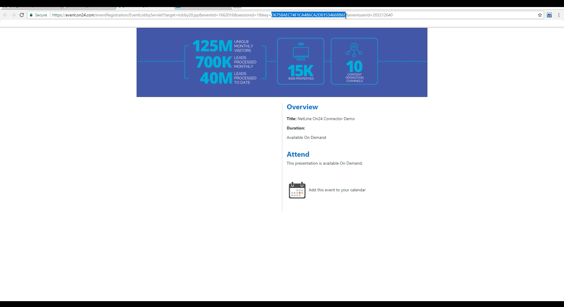 On24 NetLine Connector Setup - Key and ID