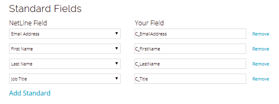 Step 5 - Configure standard fields