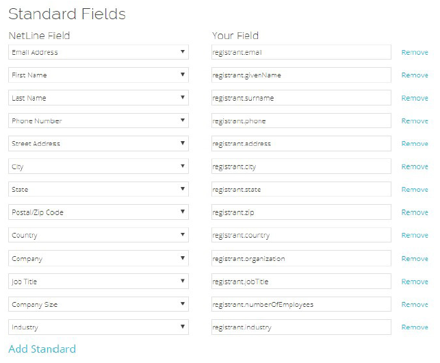 adding standard fields to NetLine Portal for GoToWebinar connector